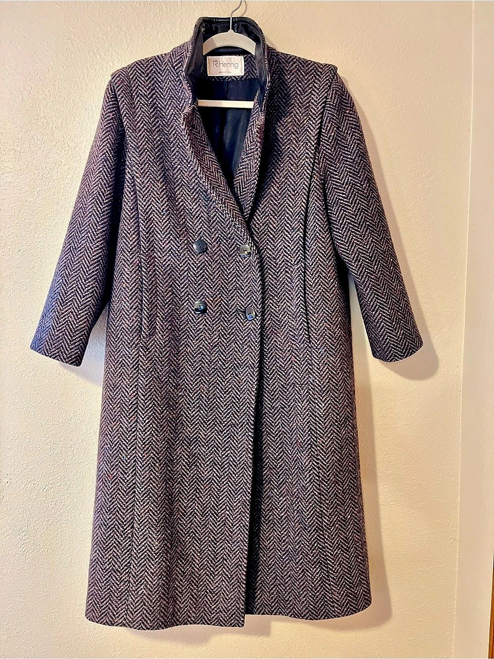 Pristine Vintage R. Hennig 100% Pure Wool Colorful Marled Leather Collar Size M